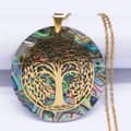 Abalone Shell Tree Of Life Pendant Necklace In Stainless Steel With Gold Accents 4