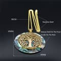 Abalone Shell Tree Of Life Pendant Necklace In Stainless Steel With Gold Accents 6