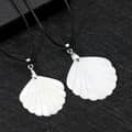 White Mother-of-Pearl Fan Cowry Shell Pendant Necklace Summer 2