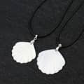 White Mother-of-Pearl Fan Cowry Shell Pendant Necklace Summer 3
