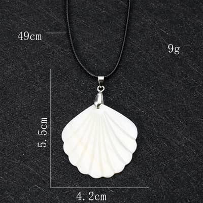 White Mother-of-Pearl Fan Cowry Shell Pendant Necklace Summer detail 5