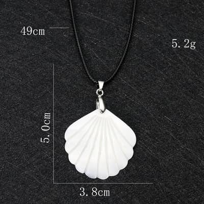 White Mother-of-Pearl Fan Cowry Shell Pendant Necklace Summer detail 6