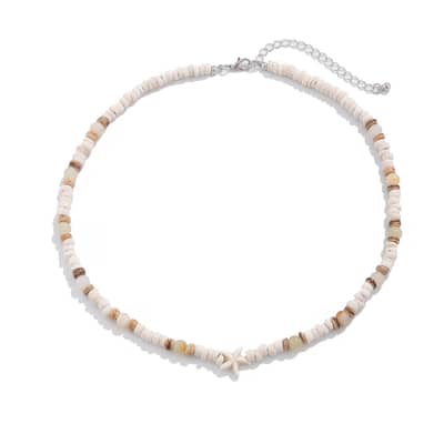 Summer Coconut-husk Wood Beads Starfish Choker Necklace Bohemian Natural Stone Clavicle Chain Street Jewelry detail 1