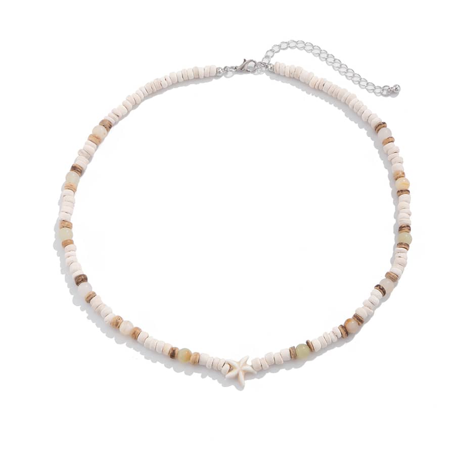Summer Coconut-husk Wood Beads Starfish Choker Necklace Bohemian Natural Stone Clavicle Chain Street Jewelry - main