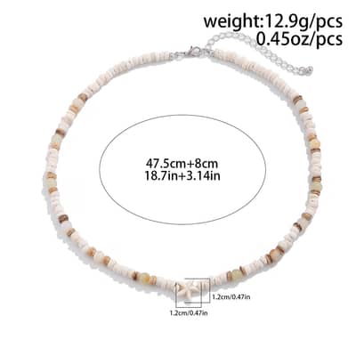 Summer Coconut-husk Wood Beads Starfish Choker Necklace Bohemian Natural Stone Clavicle Chain Street Jewelry detail 4