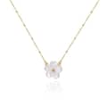 Vintage Gold Color Stainless Steel Shell Flower Pendant Necklace Heart Clavicle Chain Romantic Gift 1
