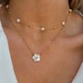 Vintage Gold Color Stainless Steel Shell Flower Pendant Necklace Heart Clavicle Chain Romantic Gift 2