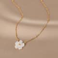Vintage Gold Color Stainless Steel Shell Flower Pendant Necklace Heart Clavicle Chain Romantic Gift 5