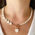 Vintage Minimalist Black Gallstone Heart-Shaped Shell Necklace 3