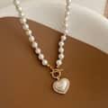 Elegant Luxury Imitation Pearl Necklace Heart Pendant Korean Jewelry Gift 3