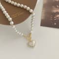Elegant Luxury Imitation Pearl Necklace Heart Pendant Korean Jewelry Gift 5