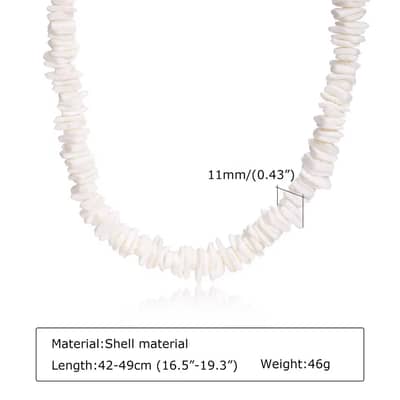 Bohemian Ethnic Natural Square Shell Beaded Chain Necklace Summer Holiday Choker Pearl Irregular Design detail 2
