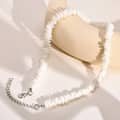 Bohemian Ethnic Natural Square Shell Beaded Chain Necklace Summer Holiday Choker Pearl Irregular Design 3