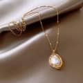 Gold Plated Baroque Imitation Pearl Necklace Light Luxury Clavicle Chain Link Chain Jewelry 1