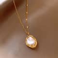 Gold Plated Baroque Imitation Pearl Necklace Light Luxury Clavicle Chain Link Chain Jewelry 3