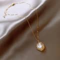 Gold Plated Baroque Imitation Pearl Necklace Light Luxury Clavicle Chain Link Chain Jewelry 5