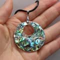 Elegant Natural Mother-Of-Shell Abalone Pendant Water Drop Necklace On Leather Cord 1