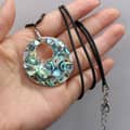 Elegant Natural Mother-Of-Shell Abalone Pendant Water Drop Necklace On Leather Cord 2