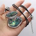 Elegant Natural Mother-Of-Shell Abalone Pendant Water Drop Necklace On Leather Cord 4