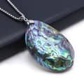 Oval Abalone Shell Pendant Natural Mother Of Pearl Necklace With Stainless Steel Chain 1