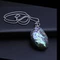 Oval Abalone Shell Pendant Natural Mother Of Pearl Necklace With Stainless Steel Chain 3