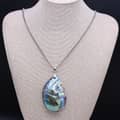 Oval Abalone Shell Pendant Natural Mother Of Pearl Necklace With Stainless Steel Chain 6