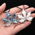 Vintage Natural Abalone Shell Maple Leaf Pendant Leather Rope Necklace 1