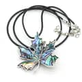 Vintage Natural Abalone Shell Maple Leaf Pendant Leather Rope Necklace 3