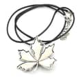 Vintage Natural Abalone Shell Maple Leaf Pendant Leather Rope Necklace 4