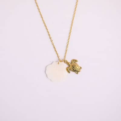 Cute Stainless Steel Dolphin Sea Turtle Starfish Seashell Necklace Waterproof Silver Jewelry detail 5