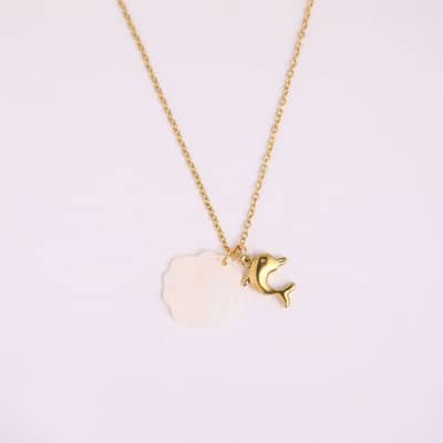 Cute Stainless Steel Dolphin Sea Turtle Starfish Seashell Necklace Waterproof Silver Jewelry detail 6