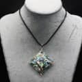 Natural Abalone Shell Quadrilateral Pendant Leather Rope Necklace With Chain 2