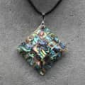 Natural Abalone Shell Quadrilateral Pendant Leather Rope Necklace With Chain 5