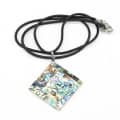 Natural Abalone Shell Quadrilateral Pendant Leather Rope Necklace With Chain 6