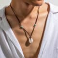 Bohemian Velvet Clavicle Necklace Brown Simulation Shell Pendant Choker Trendy Casual Party Jewelry 2
