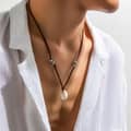 Bohemian Velvet Clavicle Necklace Brown Simulation Shell Pendant Choker Trendy Casual Party Jewelry 3