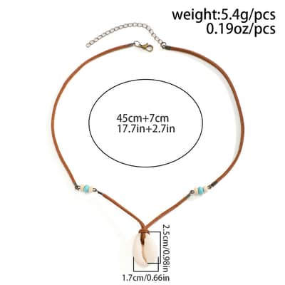 Bohemian Velvet Clavicle Necklace Brown Simulation Shell Pendant Choker Trendy Casual Party Jewelry detail 5