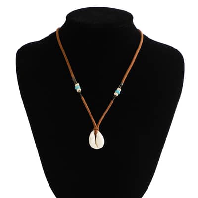 Bohemian Velvet Clavicle Necklace Brown Simulation Shell Pendant Choker Trendy Casual Party Jewelry detail 6