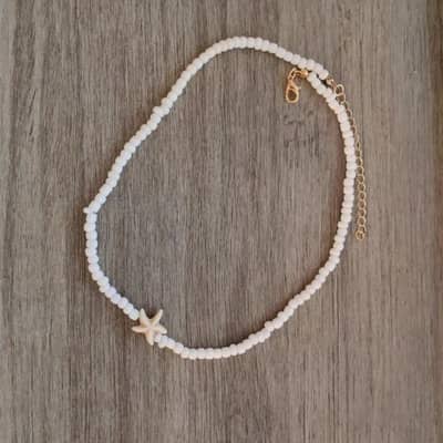 Tidepool Starfish Surf Beach Boho Adjustable Shell Beaded Choker With Turtle Charm detail 2