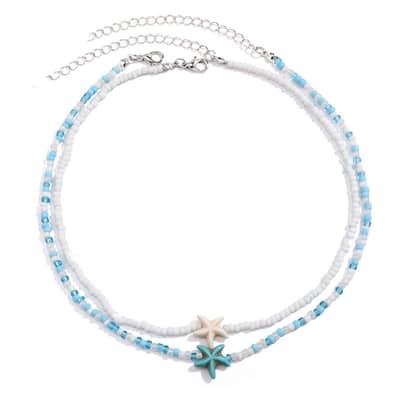 Tidepool Starfish Surf Beach Boho Adjustable Shell Beaded Choker With Turtle Charm detail 5