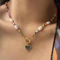 Bohemian Link Chain Necklace White Heart Pendant Colorful Beads Valentine's Anniversary Jewelry 2