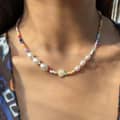 Bohemian Link Chain Necklace White Heart Pendant Colorful Beads Valentine's Anniversary Jewelry 4