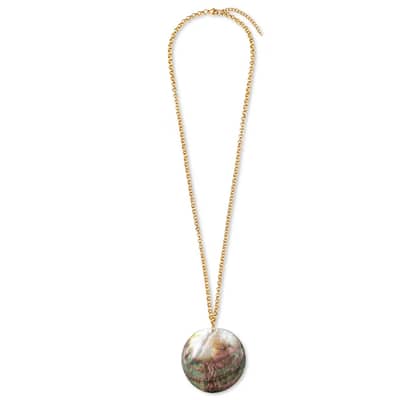 Summer Big Shell Pendant Necklace Ocean Series Statement Stainless Steel Chain detail 2