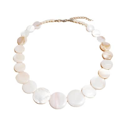 Natural White Mother of Pearl Beads Choker Classic Beach Jewelry Bamboo Chain Buddhist Theme detail 2