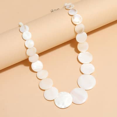 Natural White Mother of Pearl Beads Choker Classic Beach Jewelry Bamboo Chain Buddhist Theme detail 3