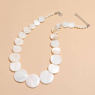 Natural White Mother of Pearl Beads Choker Classic Beach Jewelry Bamboo Chain Buddhist Theme detail 5