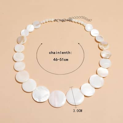 Natural White Mother of Pearl Beads Choker Classic Beach Jewelry Bamboo Chain Buddhist Theme detail 6