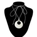 Boho Geometric Round White Shell Pendant Necklace Trendy Beach Jewelry Adjustable Wax Rope Chain 1