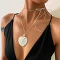 Boho Geometric Round White Shell Pendant Necklace Trendy Beach Jewelry Adjustable Wax Rope Chain 3