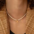 Stainless Steel Initial Pendant Necklace With Simulated Pearls And Name Bead Choker 1